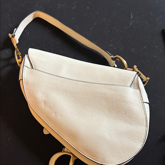 Dior White Saddle Bag with Gold Accents - Picture 4 of 9